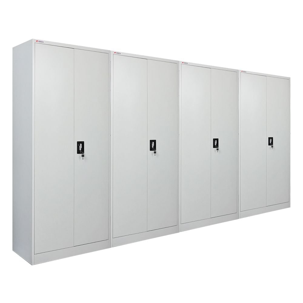PROREGAL Mega Deal 4x Flügeltürenschrank ELEPHANT Metall Spind komplett montiert abschließbar 180x80x40cm Kleiderstange Stahlschrank Lichtgrau