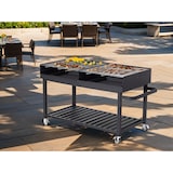 thumbnail of METRO PROFESSIONAL Barbecue a carbonella con ruote, 178 x 91 x 102 cm, coperchio di protezione e vano portaoggetti, acciaio/acciaio inox, nero
