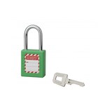 thumbnail of Cadenas de consignation LOTO Lockout Tagout 40 mm anse acier Ø 6 x 38 mm vert