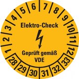 thumbnail of Dreifke® Prüfplakette Elektro-Check, VDE, 28-33, gelb, Dokumentenfolie, Ø 30mm, 108 Stk.