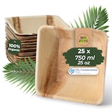 thumbnail of BIOZOYG 25 Stück quadratische Einwegschalen Palmblattschalen 750ml für Partys, umweltfreundliches Biogeschirr, Einmalgeschirr, biologisch abbaubar