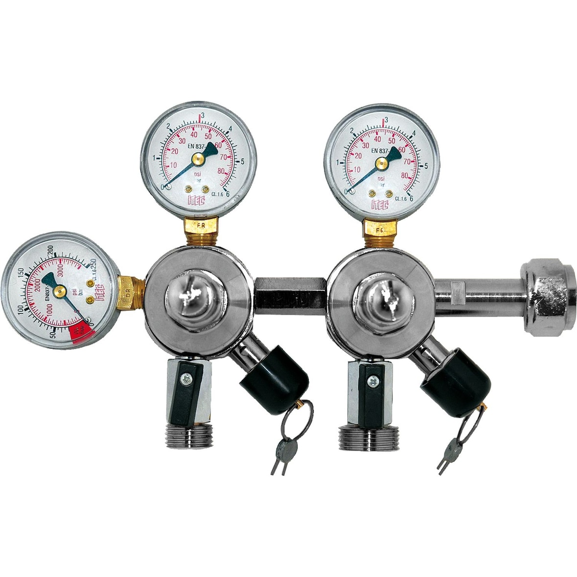 Co2 - Druckminderer, 2 Druckanzeigen für Bier und AFG, Zapfanlage 3 und 7 Bar