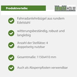 thumbnail of 2 x Fahrradanlehnbügel 115 x 41 cm Edelstahl Ø 49 mm grau