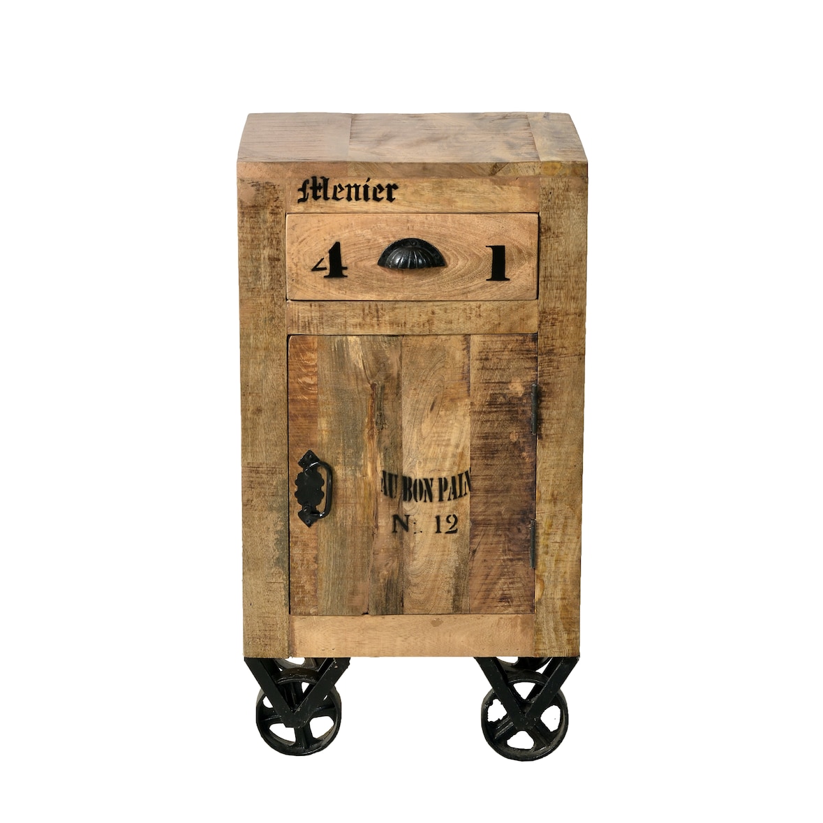 SIT Möbel Kommode Mangoholz | L 44 x B 34 x H 82 cm | natur / schwarz | 01907-04 | Serie RUSTIC