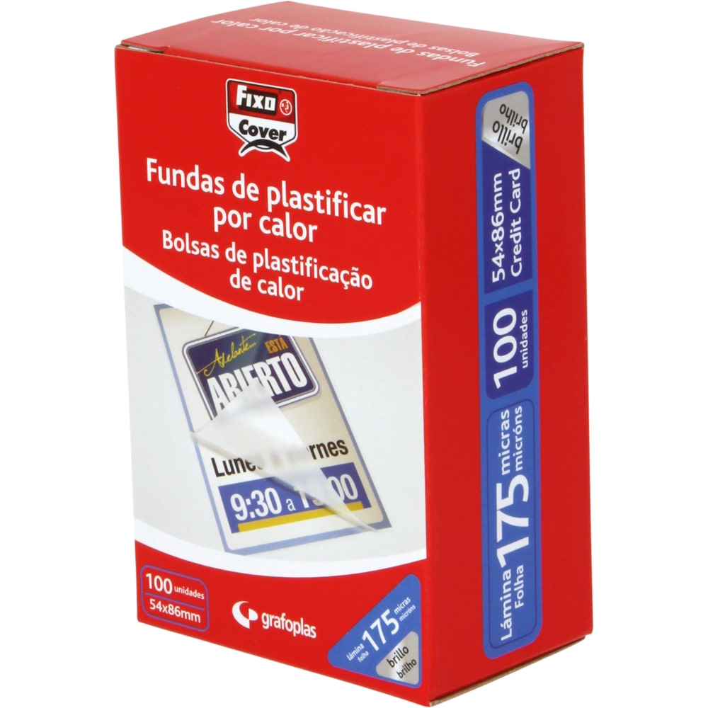 Caja 100 fundas de plastificar   54x86 mm 175 micras FIXO