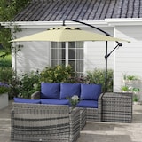 thumbnail of Outsunny parasol excéntrico 294x193 cm sombrilla de jardín con base cruzada y manivela impermeable protección UV sombrilla para terraza patio beige