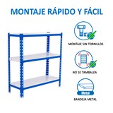 thumbnail of SimonRack Metallregal, 1000x1000x400 mm, 3 Ebenen, Metallboden, 180 kg Biegepunkt, Blau/Weiss - Simonclick