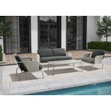thumbnail of Tarrington House Set de terrasse Eden, 4 pièces, acier/céramique/polyester, 2 fauteuils individuels, 1 canapé 2 places, 1 table basse, blanc/vert