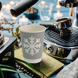 thumbnail of BIOZOYG 100 Stück Trinkbecher Einwegbecher, Pappbecher, 300ml / 12oz, Winterdesign mit Schneeflocken, doppelwandig für heiße Getränke, kompostierbar