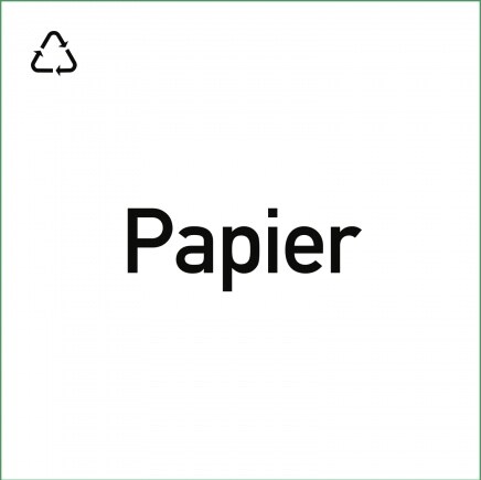 Ein weißes Quadrat mit einem Recycling-Symbol.