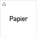 Ein weißes Quadrat mit einem Recycling-Symbol.