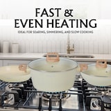 thumbnail of Batterie de cuisine 14 pièces avec revêtement en granit et manche en bois Beige  HGWDBEJ14-BEI usage non-intensif Herzberg