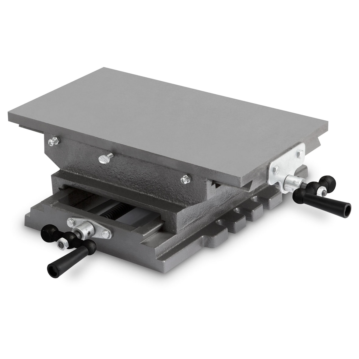 EBERTH Kreuztisch 200x360 mm, 2-Achsen Schraubstock aus Gusseisen/Stahl für Bohr- & Fräsarbeiten, Koordinatentisch