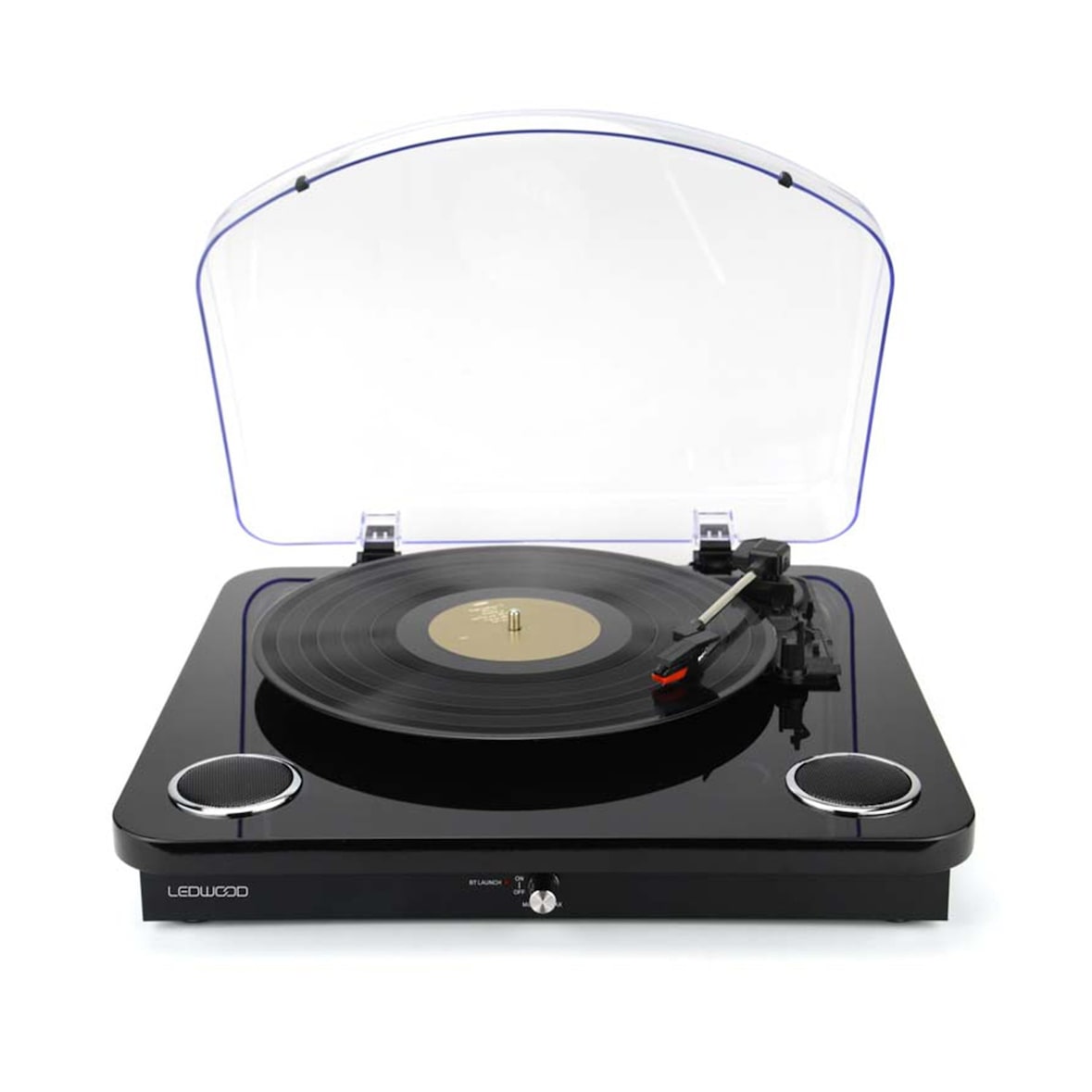 Platine vinyles Ledwood Round 300 Black  - 33-45-78 Tours avec haut-parleurs stéréo 2x5W, Bluetooth - Encodage sur USB
