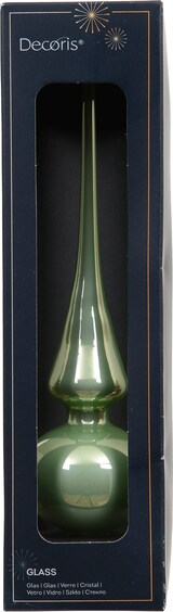 thumbnail of Christbaumspitze Glas 26cm Weihnachtsbaumspitze matt uni Christbaumschmuck Weihnachtsbaumschmuck Matchagrün glänzend