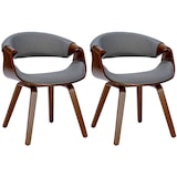 thumbnail of Décoshop26 - Set van 2 retro design eetkamerstoelen met walnootkleurig houten frame en grijze stoffen zitting 10_0001541