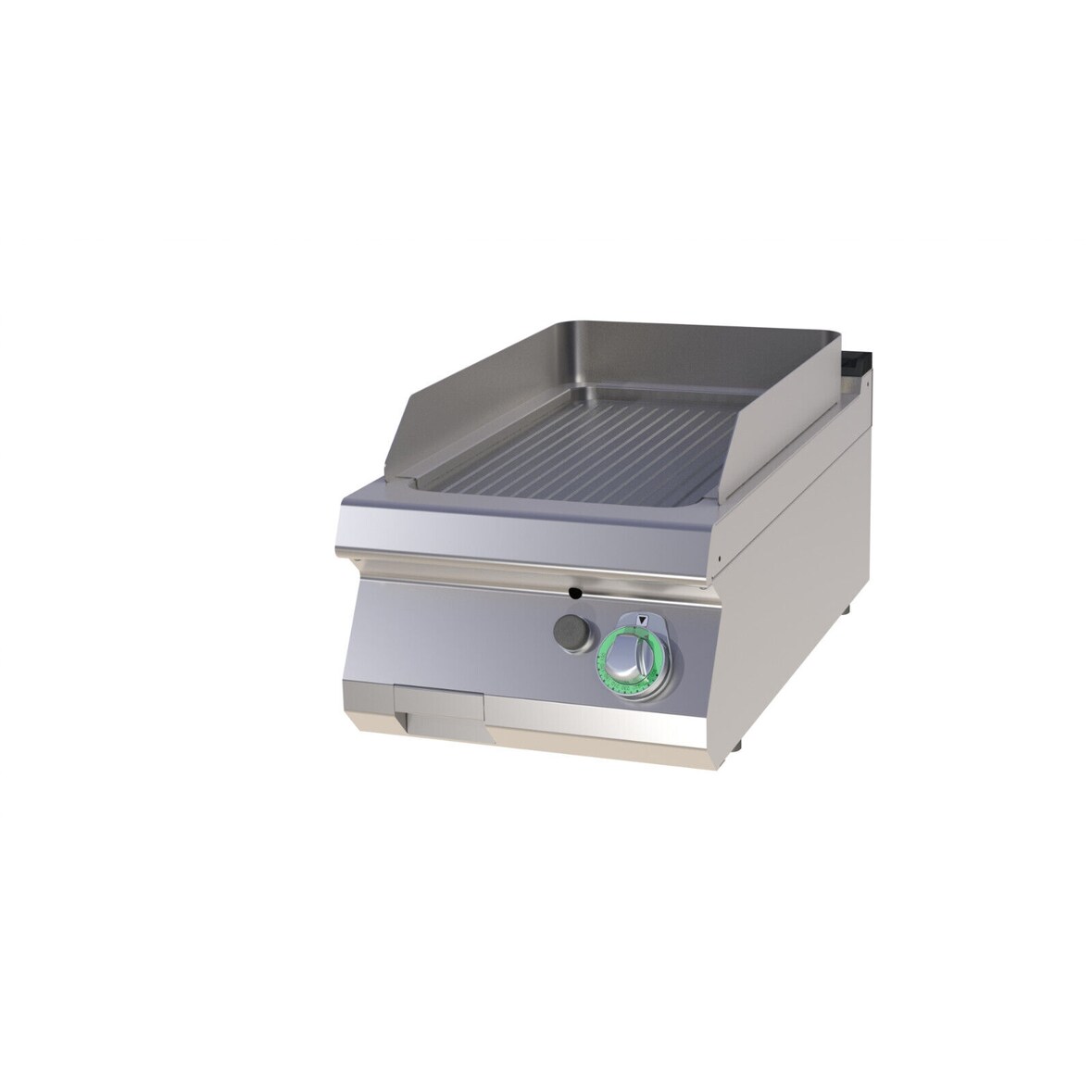 Gastro Gas-Griddleplatte verchromt Tischgerät Grillplatte Bratplatte 400x730x300 mm gerillt