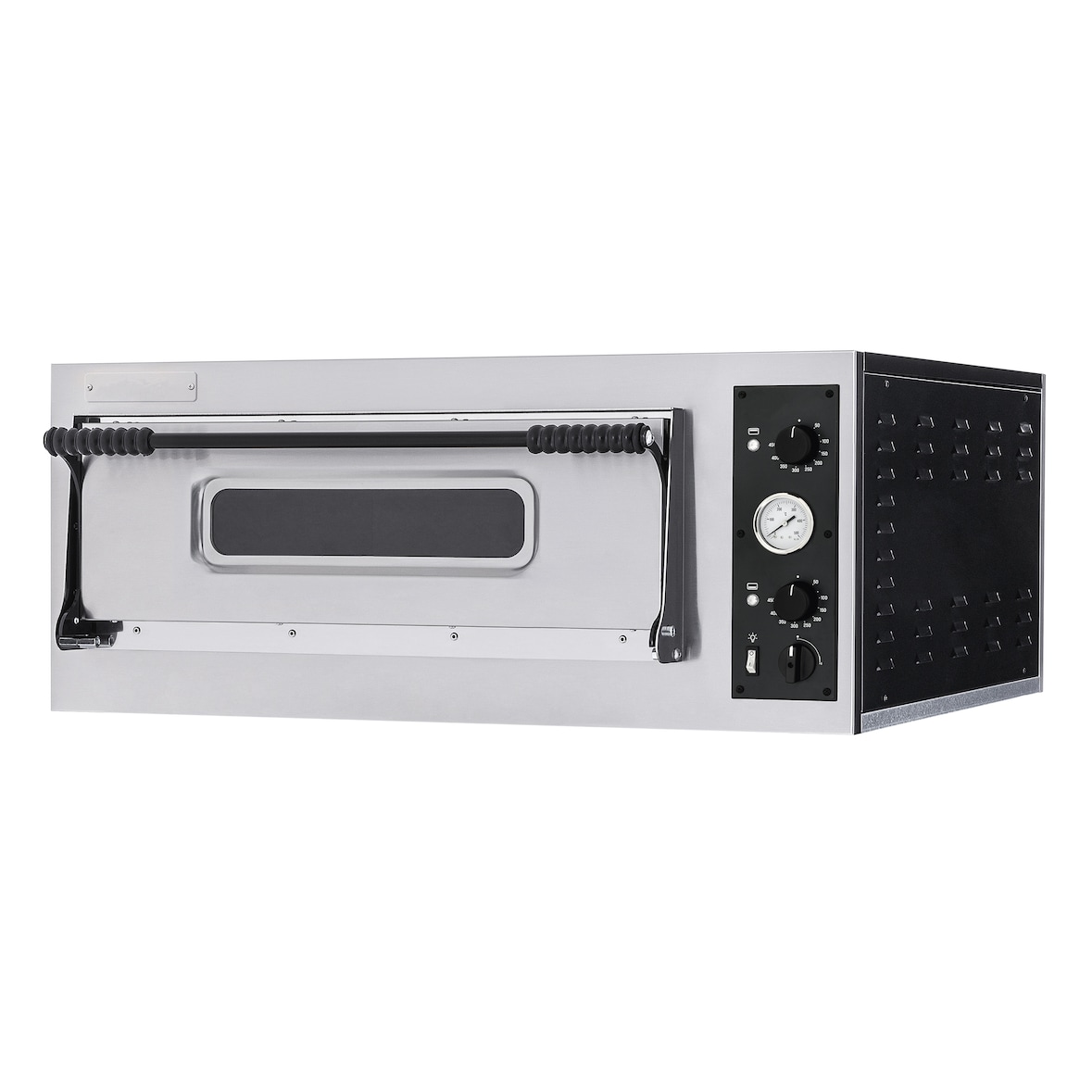Horno eléctrico mecánico para pizza, n. 1 cámara 66x66x14h, n. 4 Pizzas Ø cm 32, Mod. BASIC4