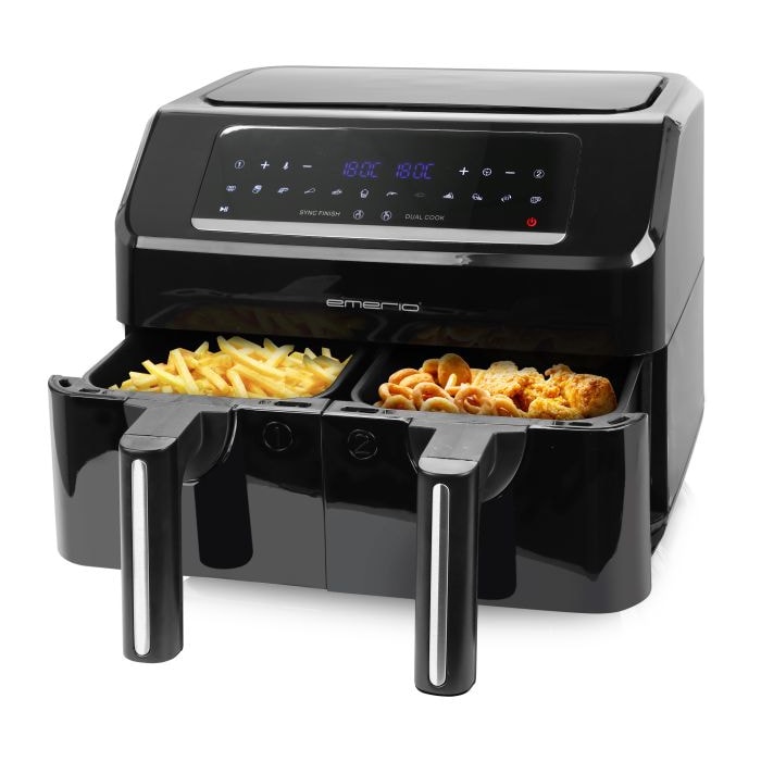 Emerio Smart Fryer AF-130376.1 Doppel 7,2 l Eigenständig 2400 W Heißluftfritteuse Schwarz