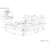 thumbnail of Metallfreies Doppelbett aus Buchenholz konische Füße 180x200 mit wählbaren Zubehör V-60.94-18 Rollrost inkl.