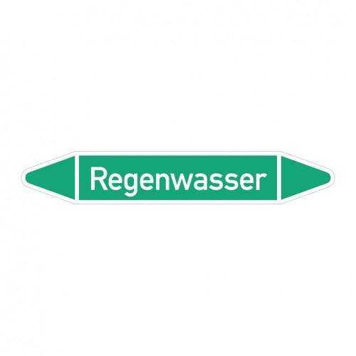 Aufkleber I RKZ-Etikett Regenwasser,DIN 2403,grün/weiß,für Ø 60-90mm,310x52mm,3/Bogen