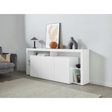 thumbnail of Dmora Kommode Ddariv, 3-türiges Wohnzimmer-Buffet, Wohnzimmer-Kommode, modernes Kommode, 100 % Made in Italy, 200 x 40 x 80 cm, glänzendes Weiß