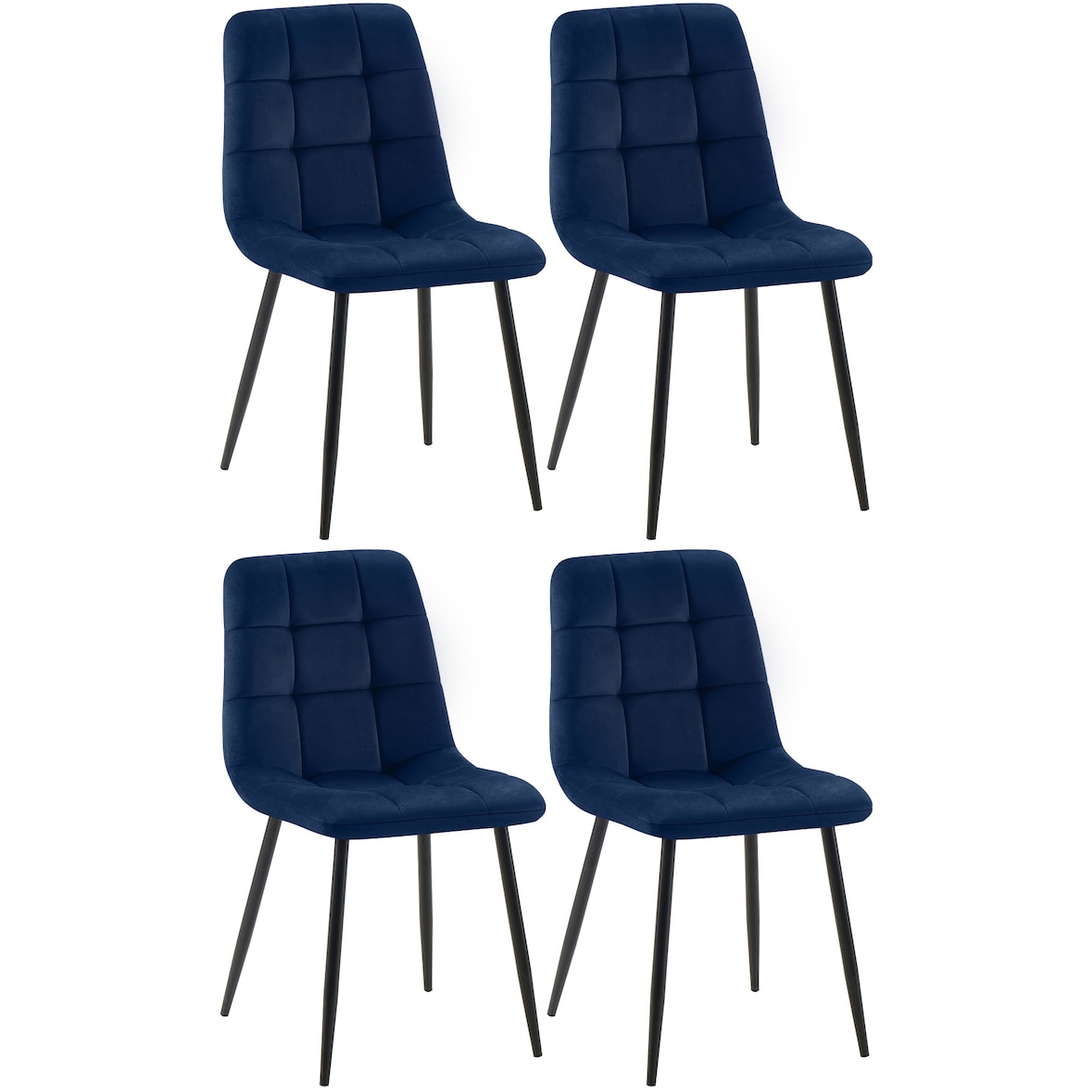 Set van 4 eetkamerstoel Tilde blauw/Fluweel