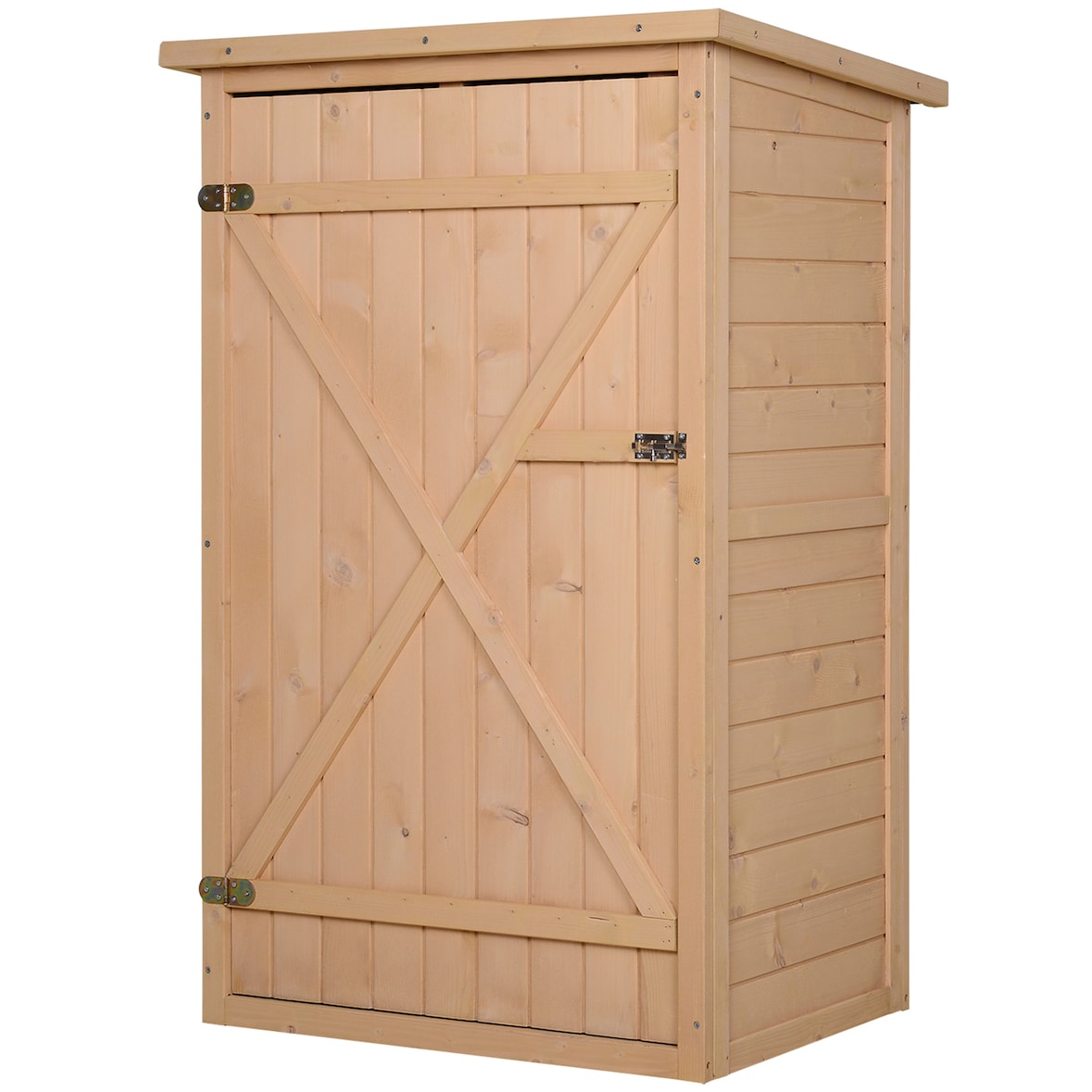 Outsunny Caseta de Jardín de Madera 75x56x115cm con 3 Estantes Puerta Pestillo