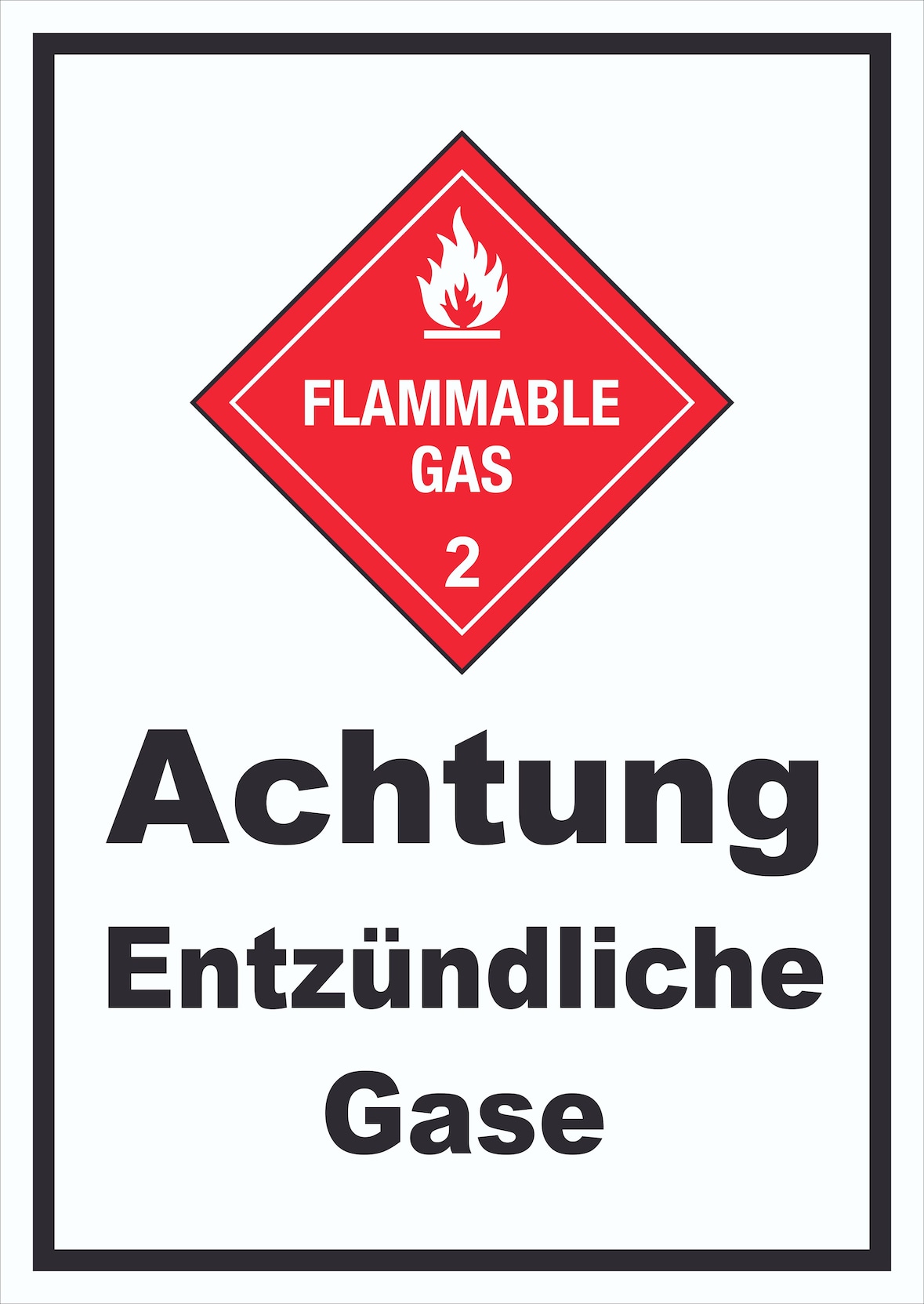 Schild Entzündliche Gase Flammable Gas A6 (105x148mm)