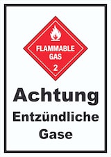 thumbnail of Schild Entzündliche Gase Flammable Gas A6 (105x148mm)