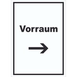 thumbnail of Vorraum Schild mit Text und Richtungspfeil rechts Diele Vorzimmer hochkant A0 (841x1189mm)