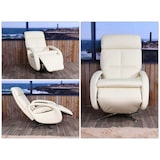 thumbnail of Relaxsessel HWC-L11, Design Fernsehsessel TV-Sessel Liegesessel, Liegefunktion drehbar, Voll-Leder ~ creme-weiß