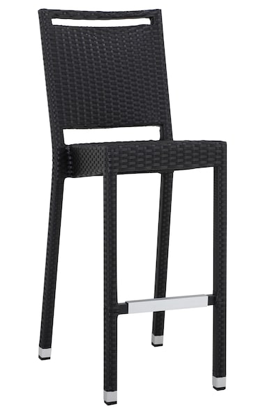 METRO PROFESSIONAL Banco de bar empilhável Barbados com pega e apoio para os pés, rattan PE, preto