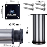 thumbnail of 1 x Möbelfuße verstellbar EDELSTAHL 50mm Sofafuß Küchenfuß Sockelfüße Bettfüße 50mm