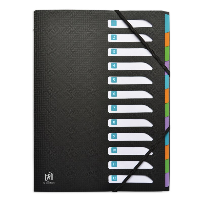 Trieur Memphis A4 12 positions 1-12, en polypro coloris noir