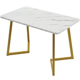 thumbnail of Merax 117x68cm Esstisch,(1-St), Gestell aus Metall Rechteckiger Esstisch aus Moderner Marmormuster Küchentisch Golden/Weiß