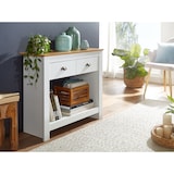 thumbnail of Konsolentisch Eiche-Weiß, 2 Schubladen, Offenes Fach, Melaminharzbeschichtung. 85x35x76 cm | Kadima Design