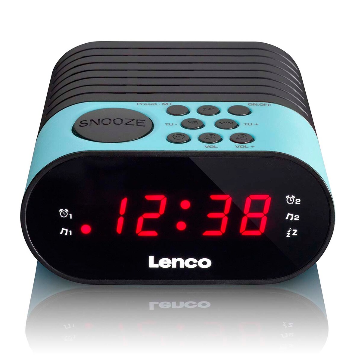 Lenco CR-07 Blue - FM-Radiowecker mit Sleeptimer und doppeltem Alarm - Blau