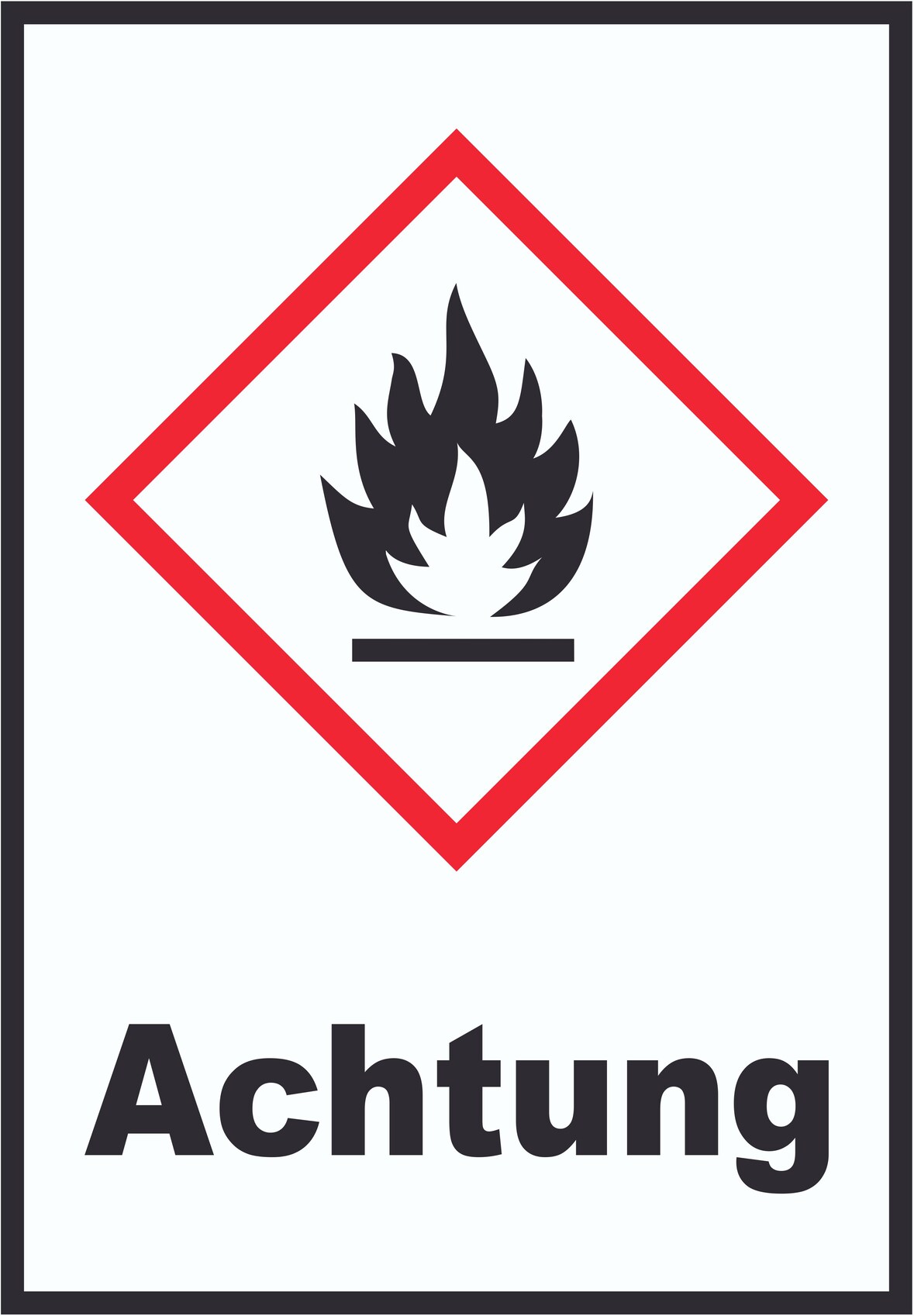 Schild Entzündbare Stoffe Achtung Flamme hochkant A0 (841x1189mm)