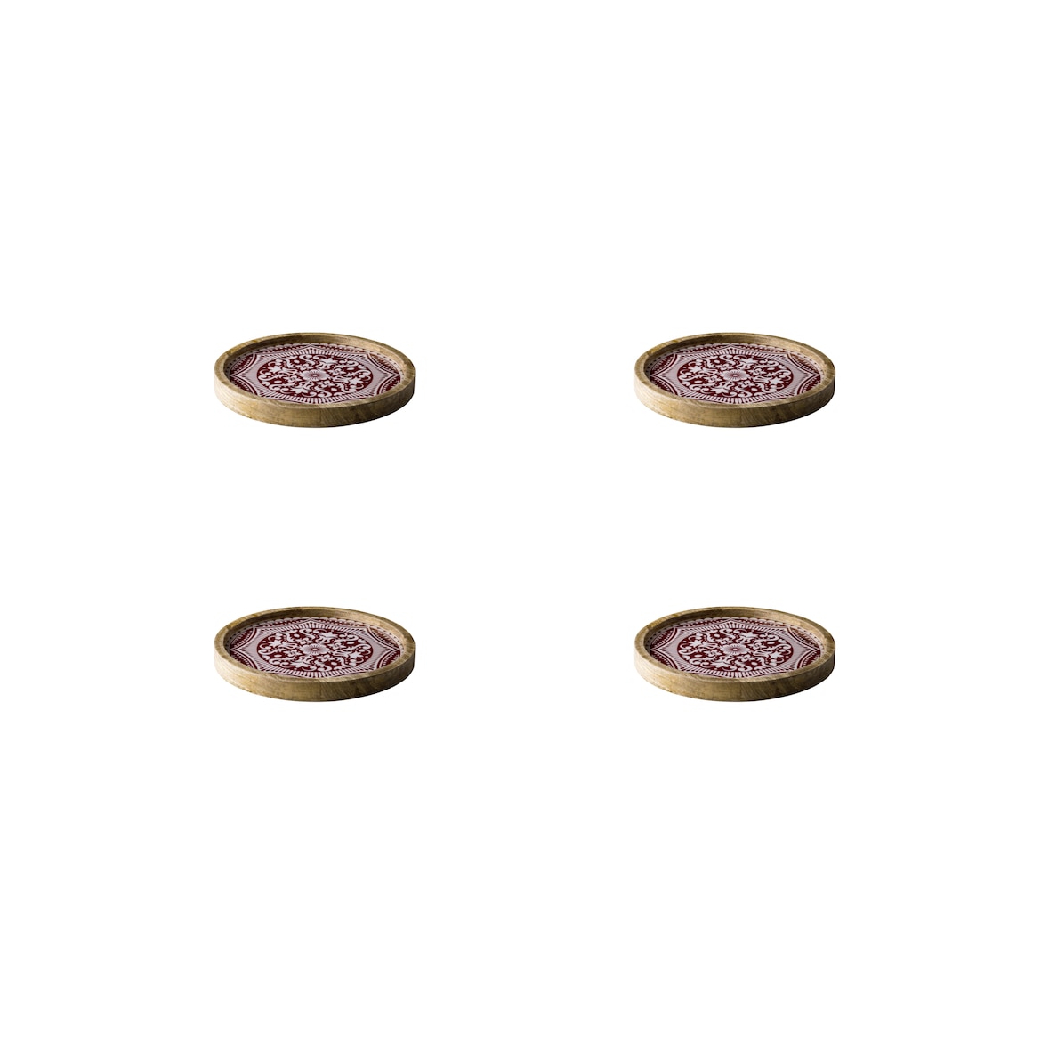 Stylepoint - 4x Bord plat met opstaande rand (rood) - WCC3025MR - 25x2,5cm - Marrakesch