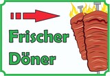 thumbnail of Frischer Döner Schild mit Pfeil rechts A2 Rückseite selbstklebend