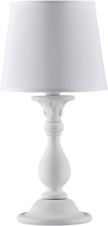 Eine weiße Lampe mit einem Lampenschirm.