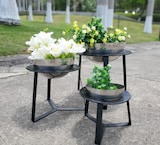 thumbnail of DanDiBo Blumenhocker Metall mit Topf Schwarz Silber Blumenständer 96091 3er Set Blumensäule Modern Pflanzenständer Pflanzenhocker