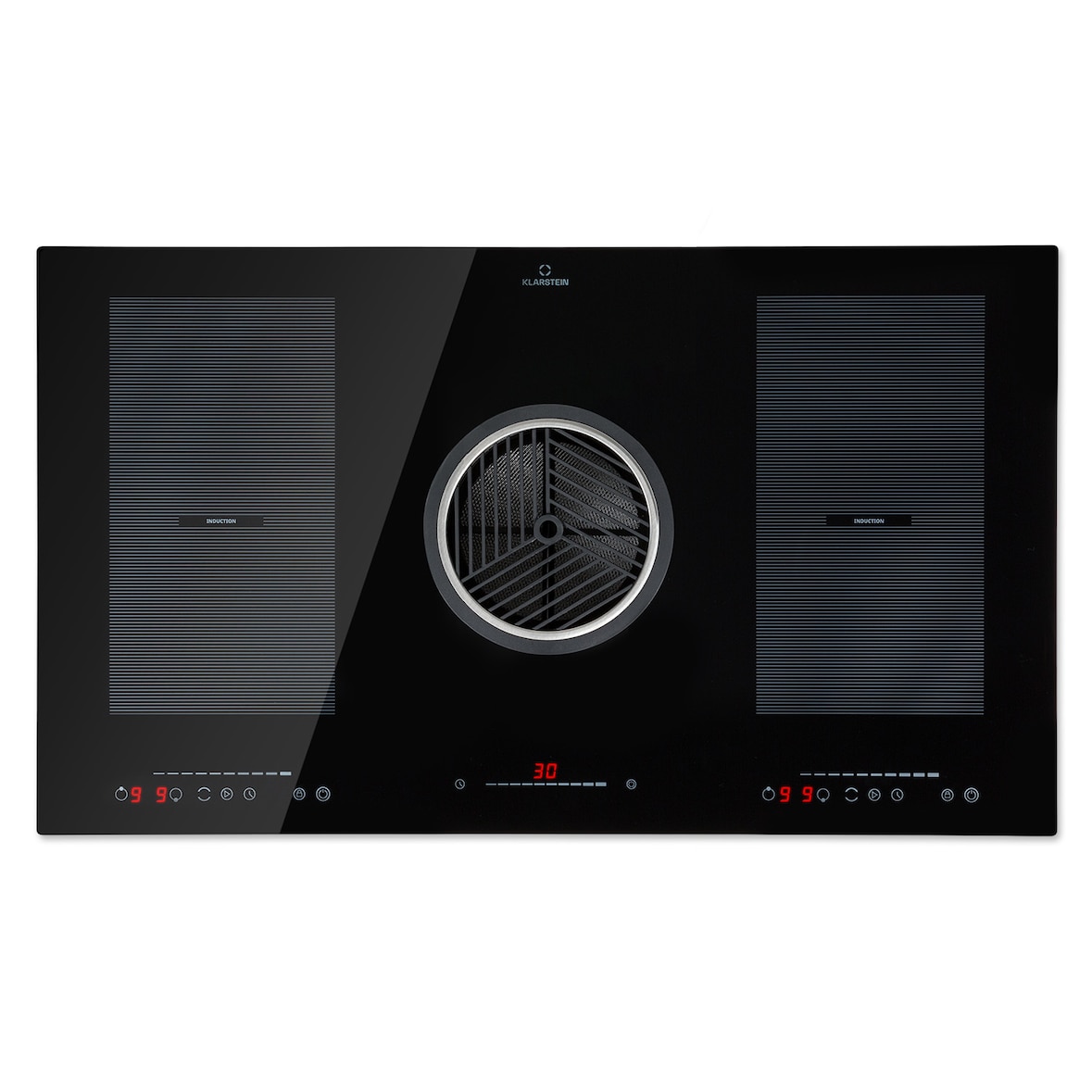 Full House 3.0 Down Air System Induktionsherd DownAir-Haube 655 m³/h Schwarzes Glas