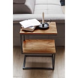 thumbnail of Beistelltisch AKOLA S-Form Massiv-Holz Sheesham / Metall 45 x 60 x 30 cm, Design Wohnzimmertisch Landhaus-Stil, Anstelltisch Ablagetisch