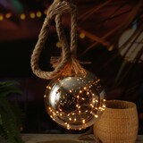 thumbnail of LED Glaskugel Deko Kugel Juteseil beleuchtet Timer Rauchglas D: 20cm Weihnachten