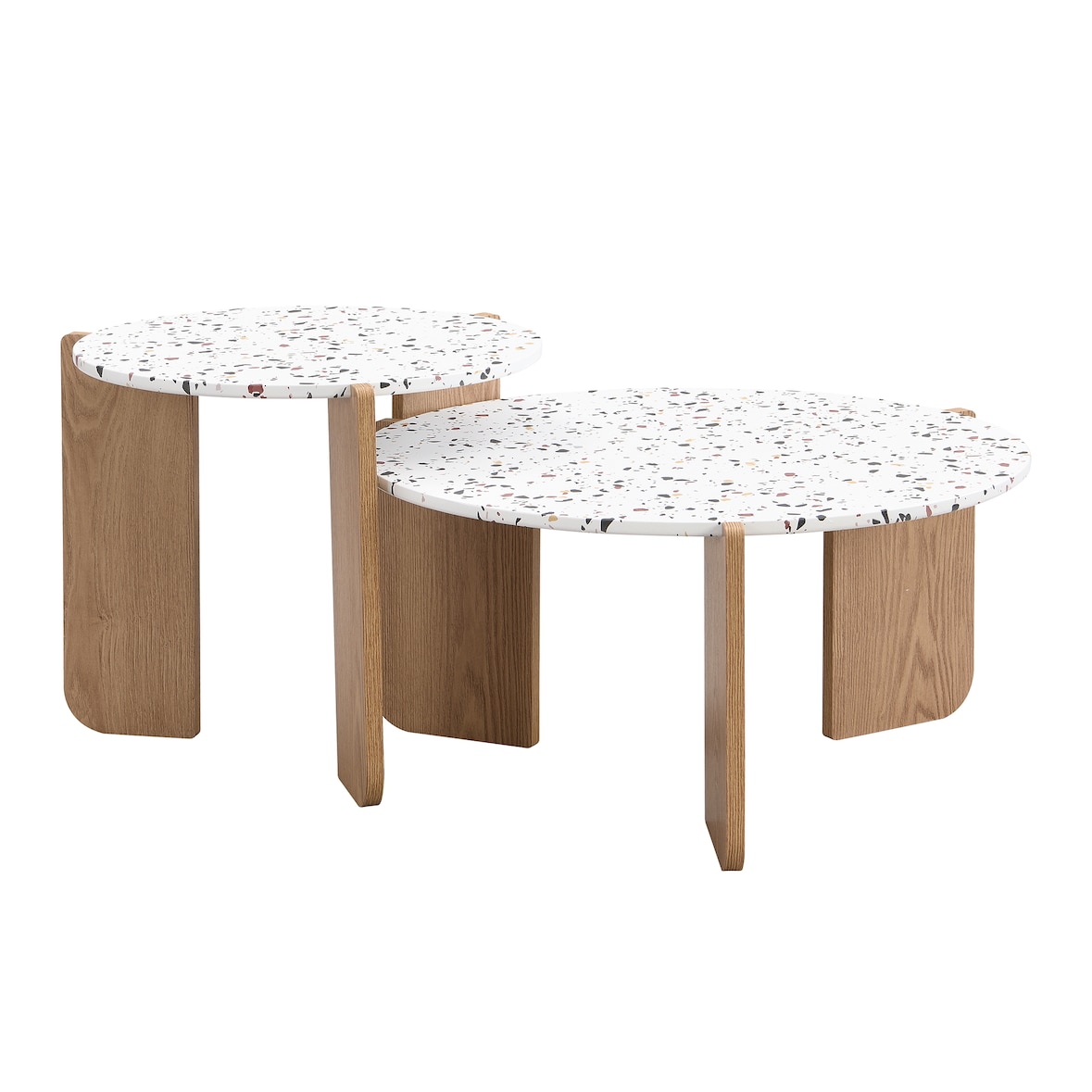Moderne Couchtisch 70x70x35 und 50x50x45 2er-Set in Natur aus MDF – Flexibles Nesting-Design, hochwertige Materialien, pflegeleicht
