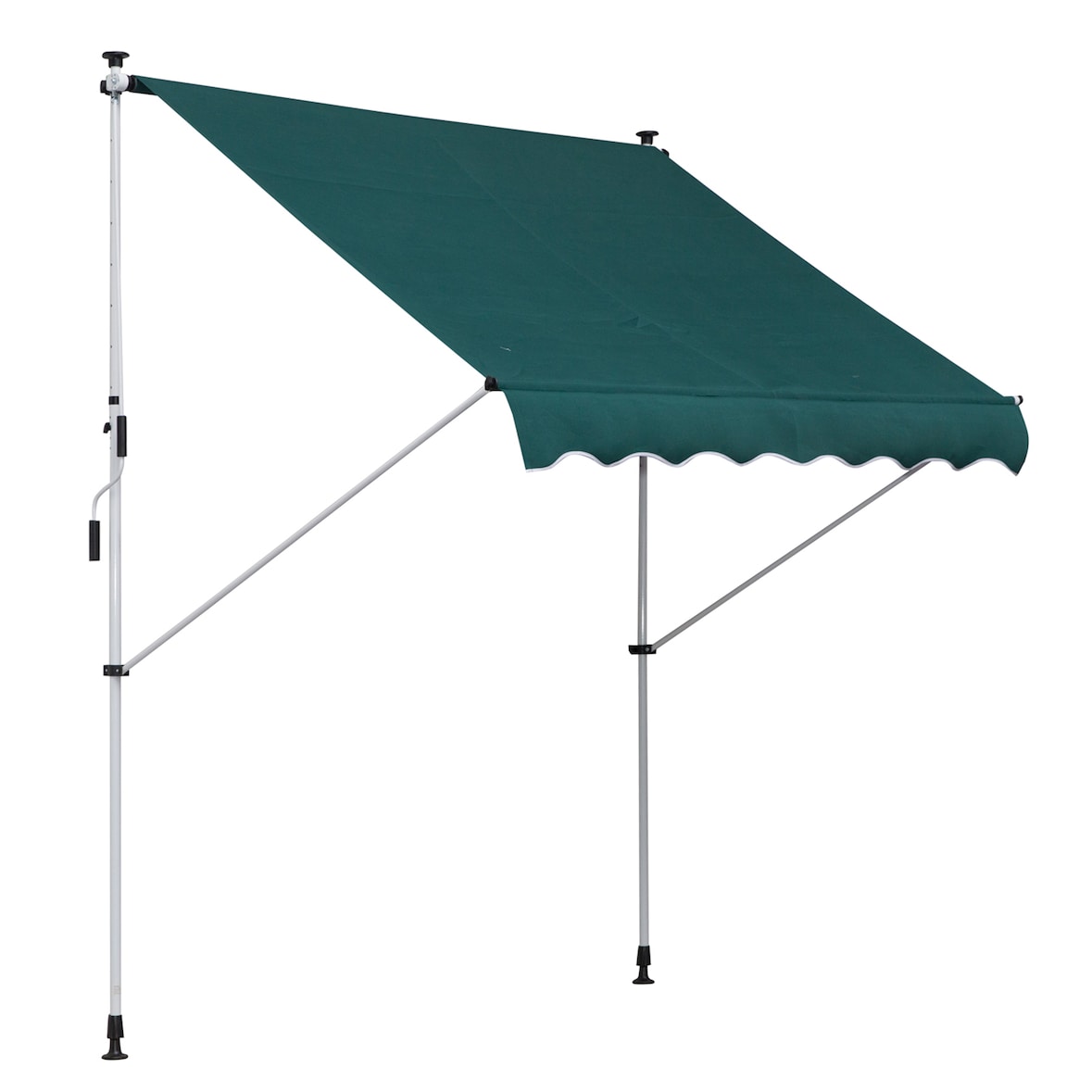 Toldo Manual Retráctil 200x150x170-280cm con Manivela para Terraza Balcón Verde