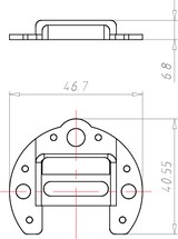 Ein technisches Diagramm eines Metallteils.