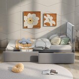 thumbnail of Polsterbett 90x200 cm mit Schublade – klassisches Design, hoher Komfort und praktische Stauraumlösung in Grau